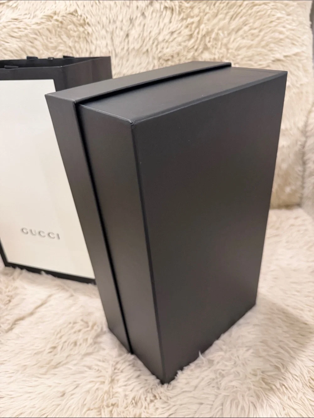 Gucci Shoe Box, Gift Bag + Dust Bags
